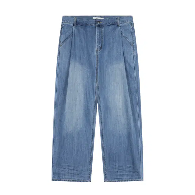 BESLOW DEEP ONE TUCK FADED JEANS