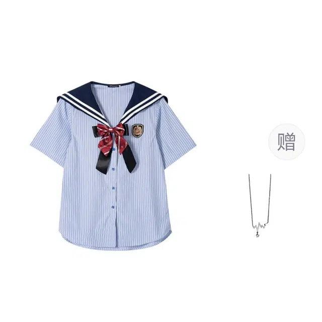 识恩 学院风海军领蝴蝶结设计感小众宽松衬衣衬衫 女款
