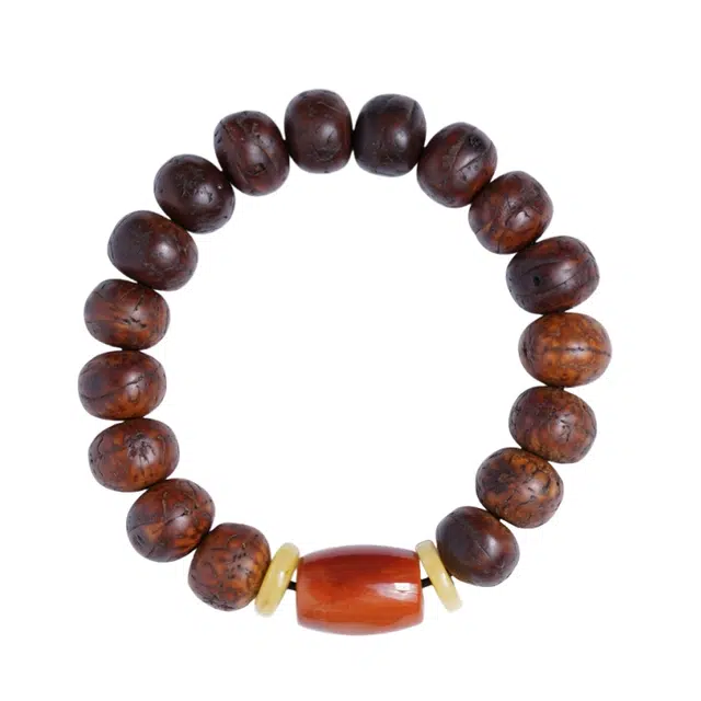 宣华意 【收藏级】藏式复古典雅佛念珠配饰玛瑙原籽单圈文玩 凤眼菩提 手串 男女同款情侣款