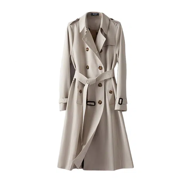 潞优野 中长款英伦风外套春秋款经典高级感小个子风衣 女款