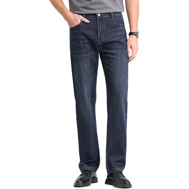 卡丹狄诺 男士夏季纯色直筒修身透气牛仔裤 男款