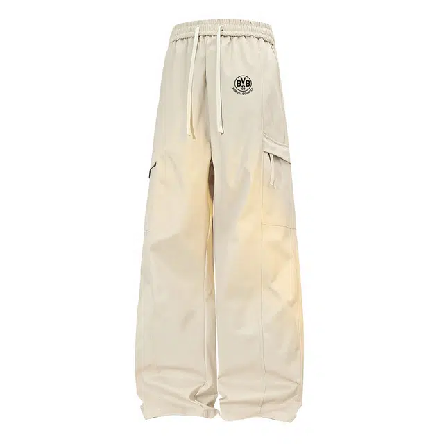 普鲁士多特蒙德 美式潮牌字母印花速干裤子户外山系直筒长裤日系慵懒舒适亲肤阔腿休闲裤 男女同款