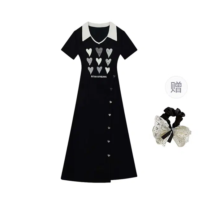 涂诗菲 收腰显瘦设计感时尚百搭气质短袖连衣裙 女款