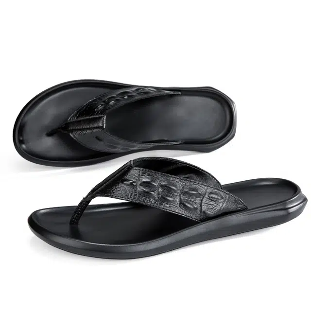 敦奴 潮流百搭 舒适简约人字拖鞋 男款 黑色