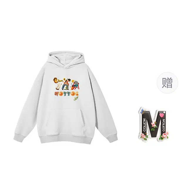 棉购 人物宽松适中连帽长袖卫衣 女款