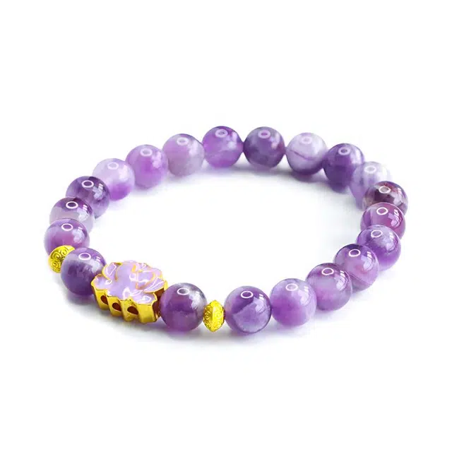 絮物 【一莲幽梦】新中式轻奢国潮小众设计高级感出街神器温柔甜美气质可爱上岸#好运 紫水晶 手串 男女同款情侣款