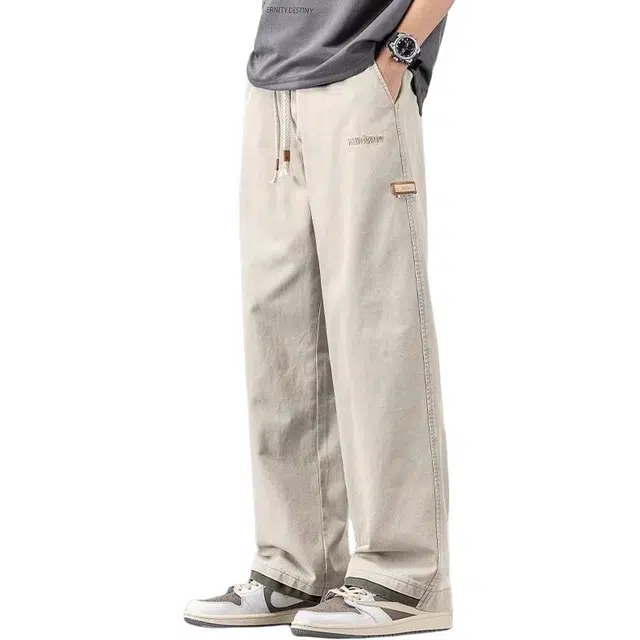 炳盛 潮流薄款宽松垂感阔腿直筒运动休闲裤 男女同款