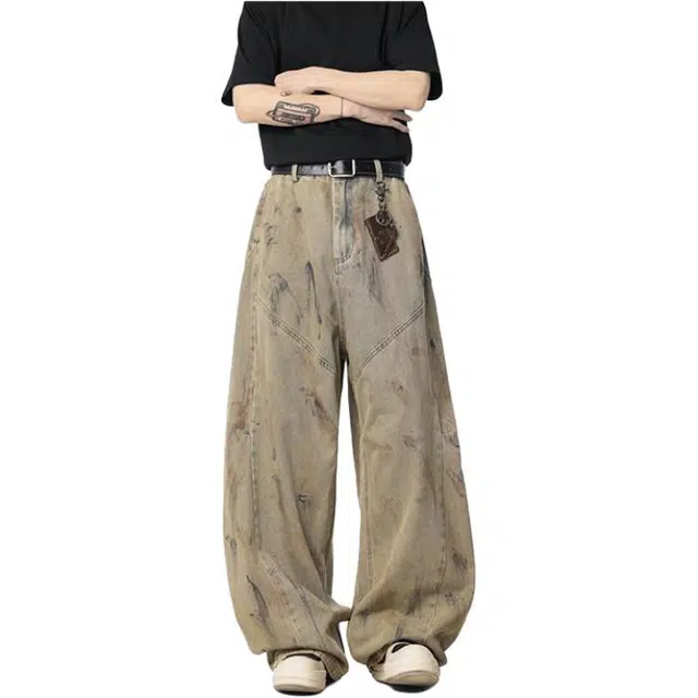 金盾 夏季弯刀裤美式潮牌牛仔裤 男女同款