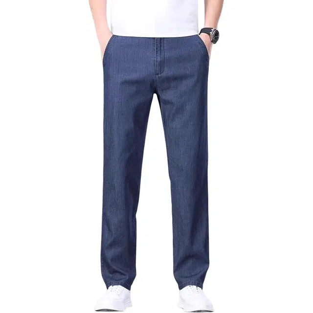 炳盛 高端薄款宽松直筒中年长裤牛仔裤 男女同款