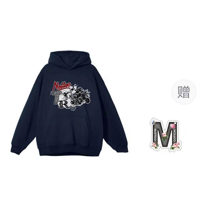 棉购 潮流连帽美式重磅休闲百搭宽松加绒加厚上衣卫衣 男女同款