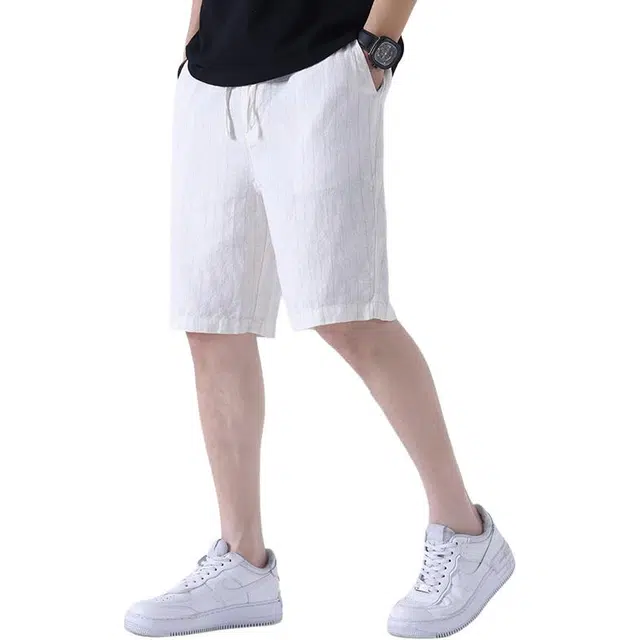 太子龍 薄款中裤宽松棉麻沙滩五分中国风休闲短裤 男款