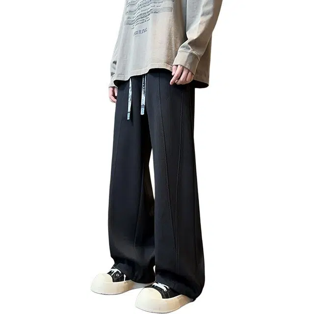 佐菲利 美式阔腿卫裤夏潮牌高街百搭长裤重磅复古拼接垂感直筒裤子休闲裤 男女同款
