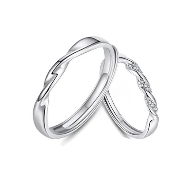 闪耀银河开口可调节简约经典 莫比乌斯环浪漫爱意交织对戒 日常通勤百搭轻奢 琉堇 可调节情侣对戒 锆石 情侣对戒 男女同款情侣款