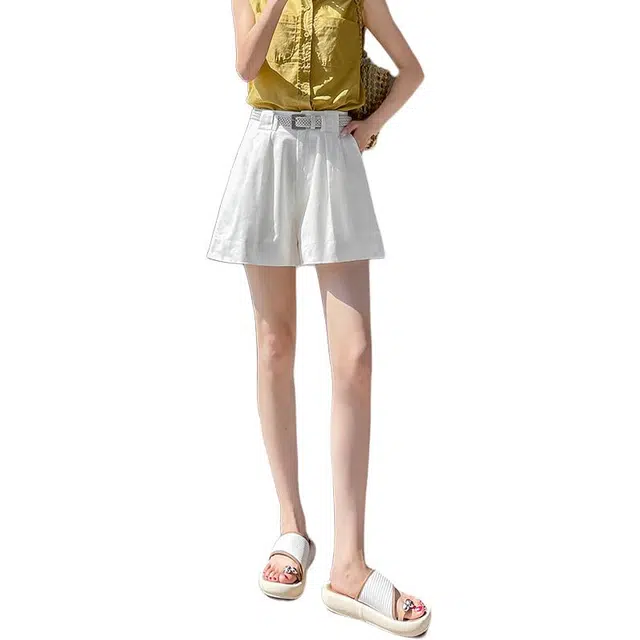 沐晓欣 夏宽松显瘦裤子高腰阔腿休闲短裤 女款