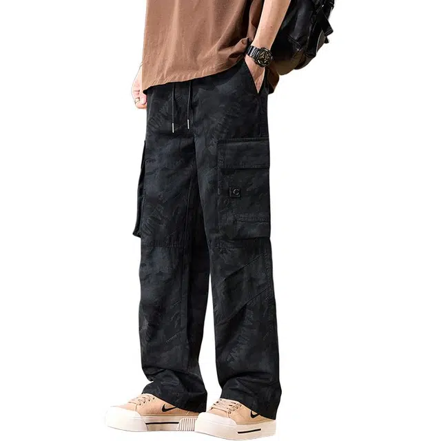 协协乐 高端男士春秋款纯棉扎染美式复古户外伞兵阔腿地裤运动迷彩休闲长裤工装裤 男款