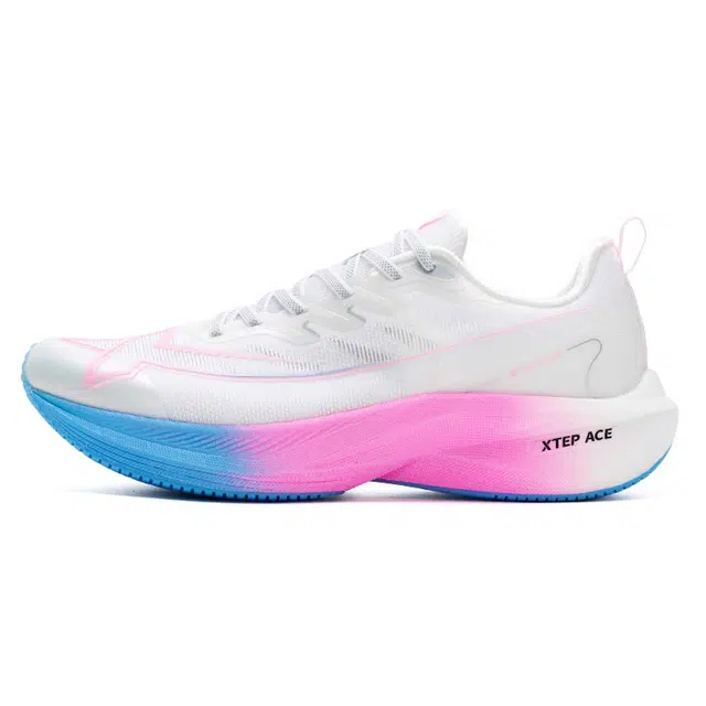 特步 运动舒适减震轻便 低帮 训练跑步鞋 男款 白粉色