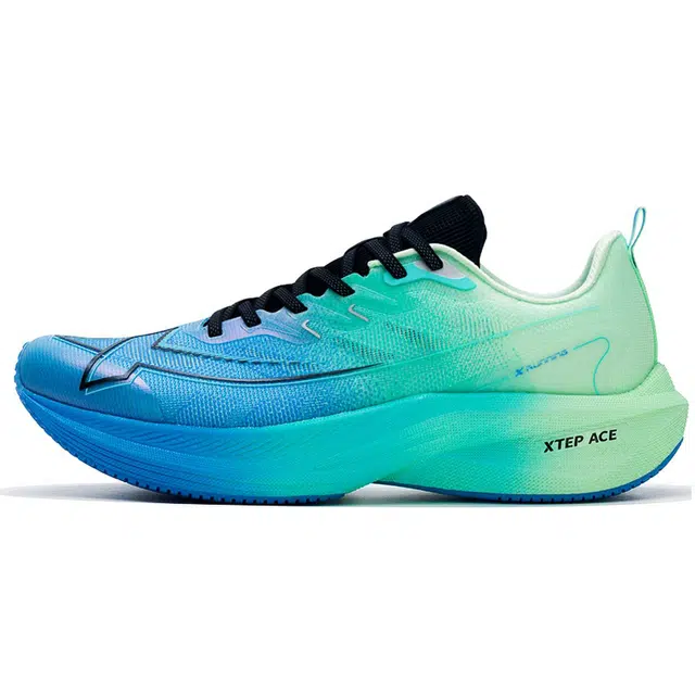 特步 运动舒适减震轻便 低帮 训练跑步鞋 男款 蓝绿