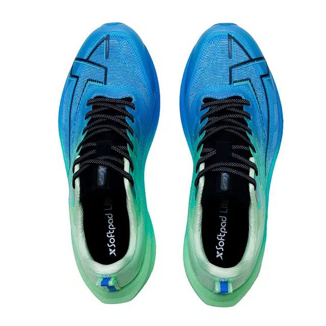 特步 运动舒适减震轻便 低帮 训练跑步鞋 男款 蓝绿