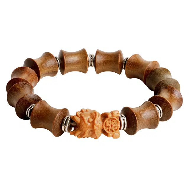 月印百川 平步青云复古中式竹节设计文玩 古风转运福字手把件 日常出行百搭 绿檀 手串 男女同款情侣款