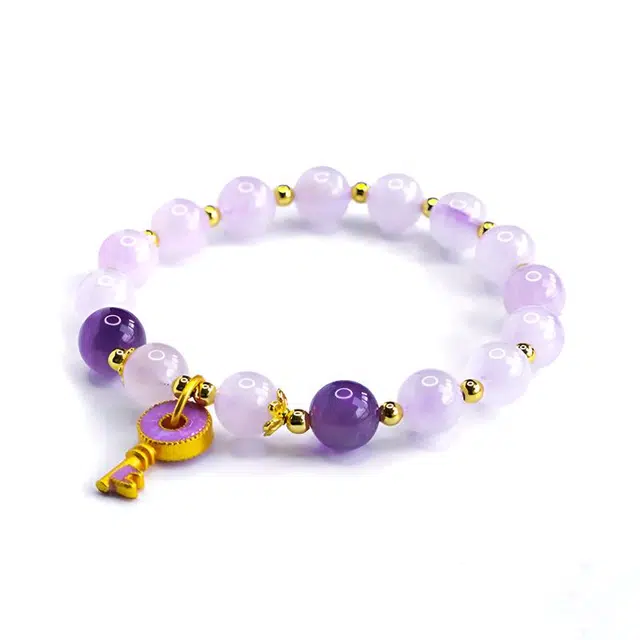絮物 【紫定上岸】国潮新中式轻奢小众高级感简约设计出街神器温柔甜美气质可爱万事胜意上岸#好运 紫水晶 手串 男女同款情侣款
