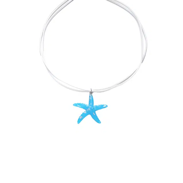 前方大荒野 冰蓝海星锁骨链梦幻海洋风情甜美温柔原宿风简约时尚小众设计文雅精致小巧轻奢时髦独特气质 菩提根 项链 女款