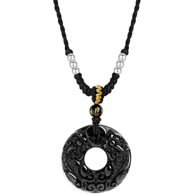 【S990足银纯银 招财纳福】 七好美银 貔貅平安扣 国潮国风精致轻奢时尚优雅 简约小众高级感设计 日常通勤百搭 玉髓 项链 男女同款情侣款