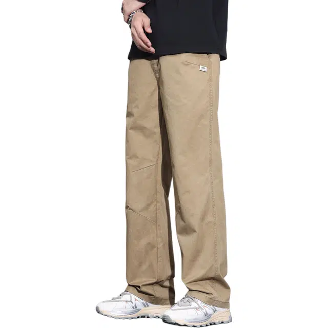 华夏儿女 全季适用宽松垂感透气百搭男生裤装工装休闲裤 男款