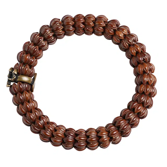 宣华意 手工雕刻莲花座 藏式复古风精致典雅气质文玩配饰盘玩佛珠单圈正品原籽 紫金鼠 手串 男女同款情侣款