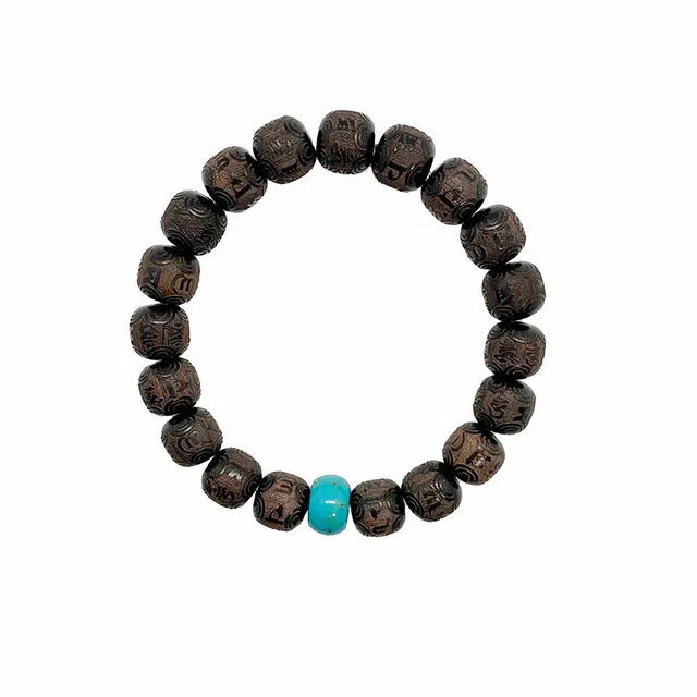 富珠汇 六字真言精雕文玩佛珠盘串新中式小众本命年转运招财纳福平安顺遂好运 黑檀 手串 男女同款情侣款