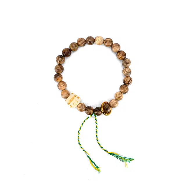 天纵 国潮小众时尚百搭文玩佛珠 纳福平安 搭配招财炭烤猫咪转运珠 新中式国风创意盘玩念珠 奶香木 手串 男女同款情侣款