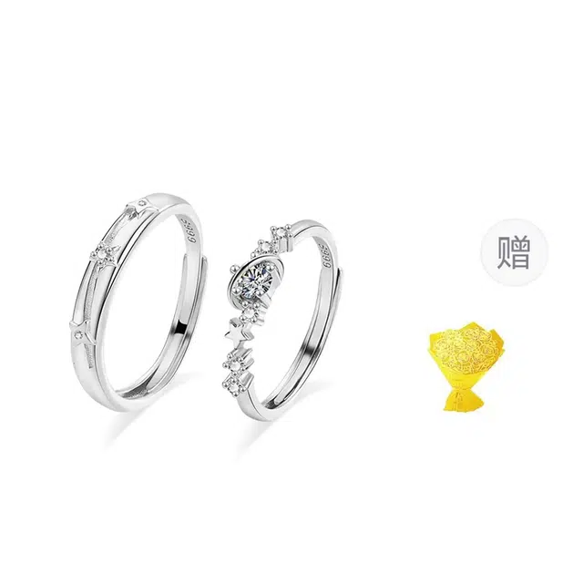 【999纯银】 凤祥囍事 老凤祥 莫比乌斯恋爱频率对戒 开口可调节 女朋友浪漫约会告白 纪念日周年礼 女神甜蜜饰爱 足银 戒指 男女同款情侣款