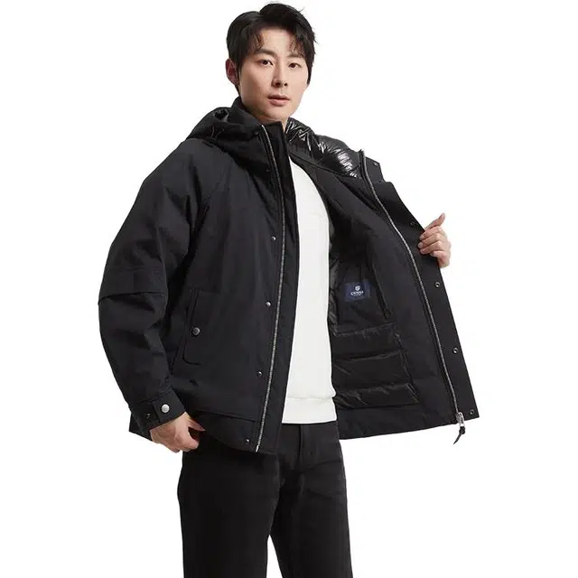 古鲨 潮流户外高端防风连帽外套羽绒服 男款