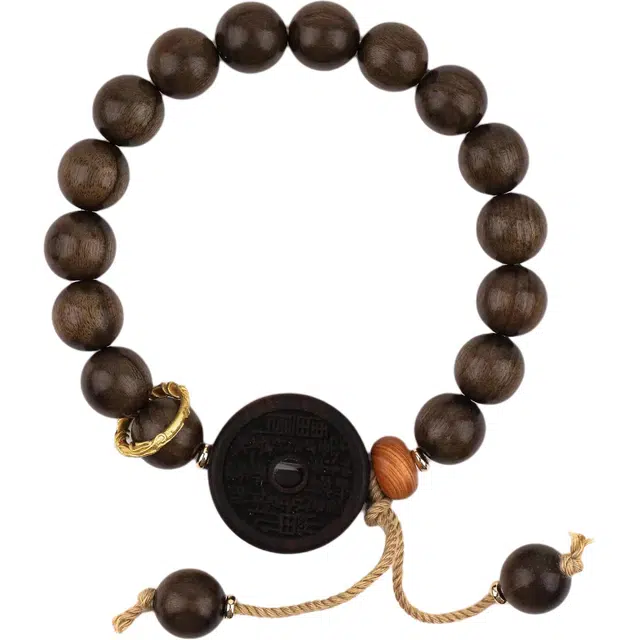 艾卡拉 金丝楠圆珠复古文艺木质新中式 阴沉木 手串 男女同款情侣款
