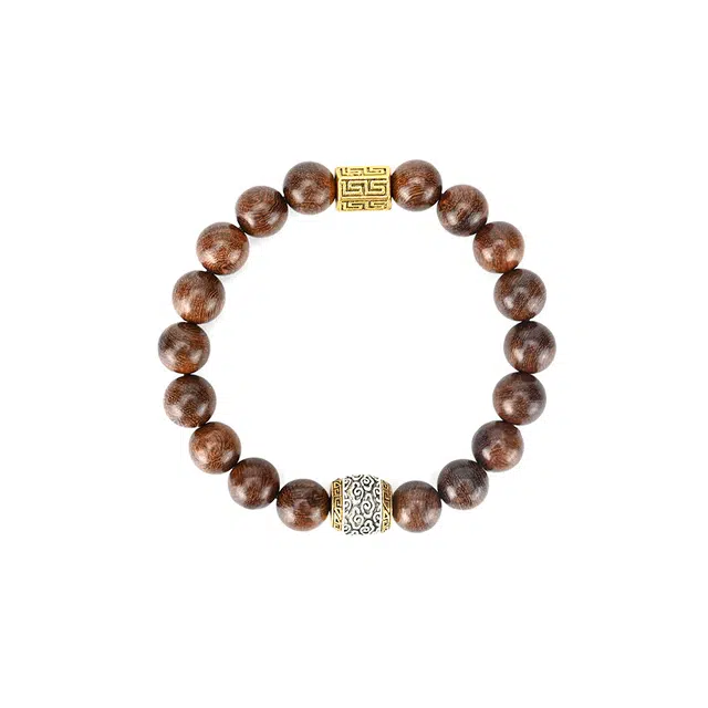 天纵 中式复古风小众设计感 招财纳福平安好运文玩佛珠 搭配平安祥云转运珠 通勤时尚百搭 金丝檀木 手串 男女同款情侣款