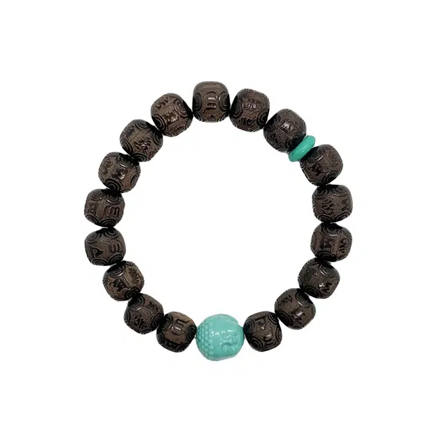 富珠汇 新中式雕刻六字真言文玩经典简约通勤百搭招财转运 黑檀 手串 男女同款情侣款