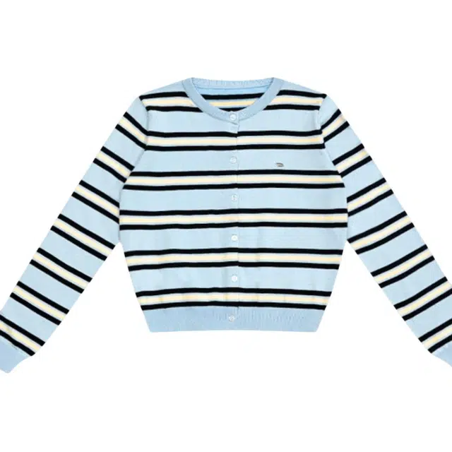 柏黛妃 撞色条纹圆领系扣温柔开衫针织衫 女款