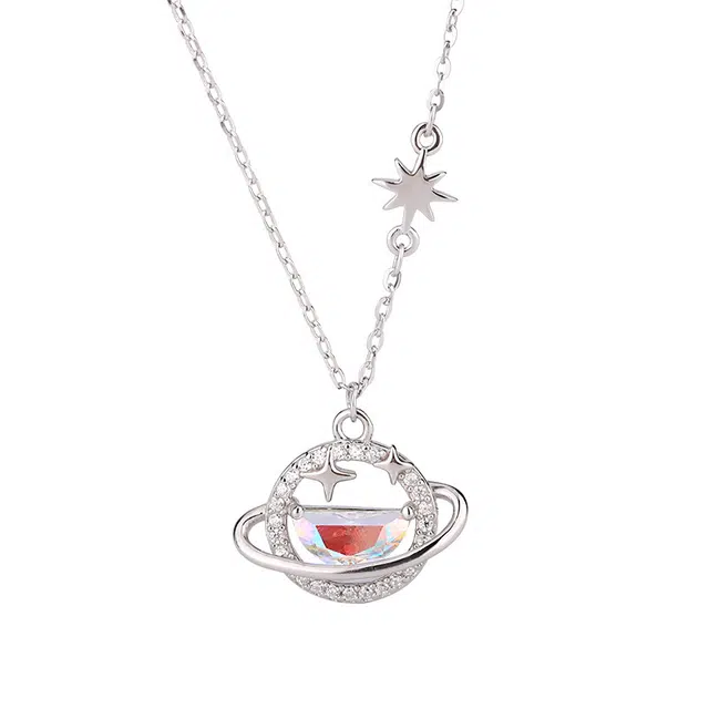 【星环绮梦】 京华录 宇宙星河精致时尚闪耀圆环简约设计优雅轻奢日常百搭轻奢富贵氛围感 温柔灵动少女锁骨链#好运 锆石 足银项链 女款