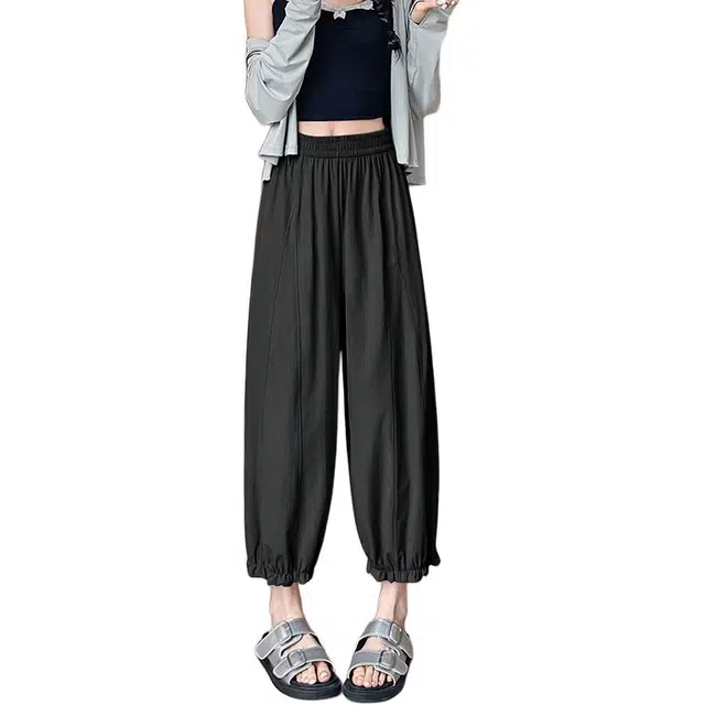 缪斯的诱惑 八分花苞阔腿灯笼裤夏季高腰宽松小个子气球裤 休闲裤 女款