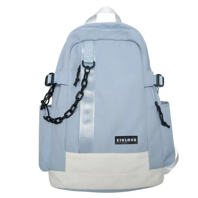 德力熊 潮牌大容量简约休闲时尚 尼龙 双肩包 常规 男女同款情侣款 黑色/白色/绿色/蓝色