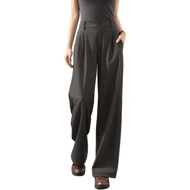 沫晗依美 纯色时尚简约舒适设计阔腿休闲裤 女款