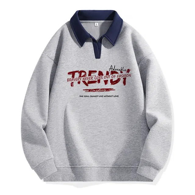 棉致 潮流百搭美式字母涂鸦翻领撞色学院风柔软舒适亲肤宽松落肩长袖卫衣 女款