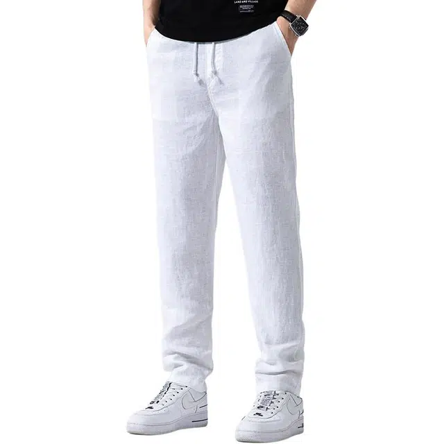 太子龍 亚麻系绳夏季薄款中国风中青年百搭裤子休闲裤 男款