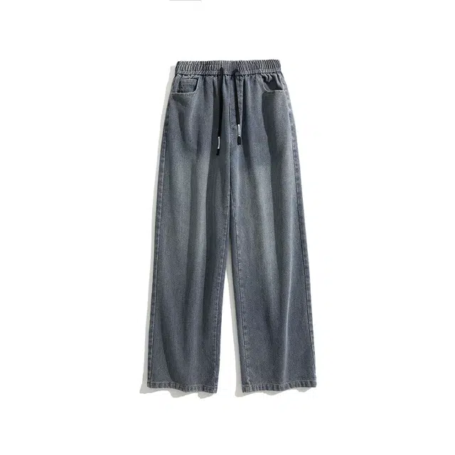 欧路得 美式潮牌基础款直筒复古宽松水洗牛仔裤 男款