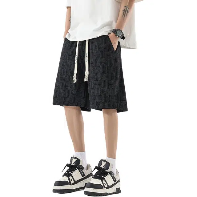 佐菲利 扎染编织纹理美式复古宽松透气潮牌休闲短裤 男女同款