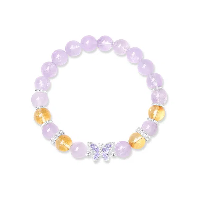 周大生 九紫离火福气叠满小众蝴蝶幻境转运珠 新中式显白闪耀能量好运天然 紫水晶 手串 女款