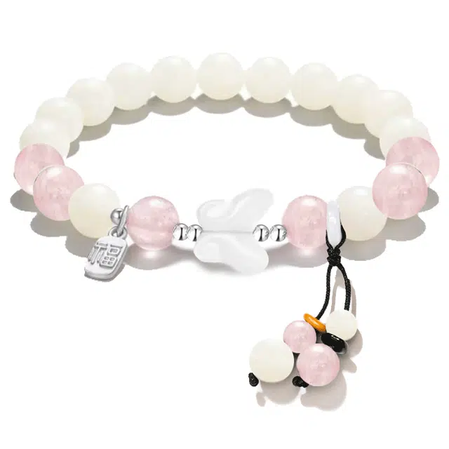 余笙情 新中式森系精致甜美可爱文艺温柔立体蝴蝶小清新时尚优雅气质设计感创意百搭 菩提根 手串 女款