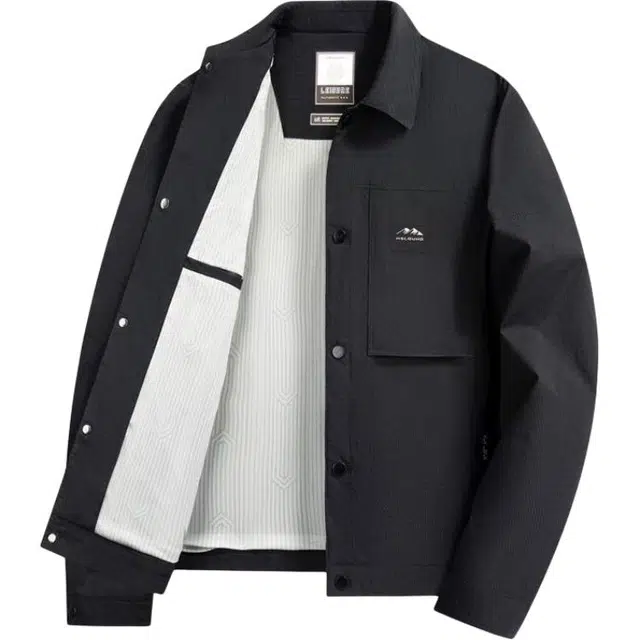 老爷车 爸爸装纯色商务休闲通勤风夹克外套 男款