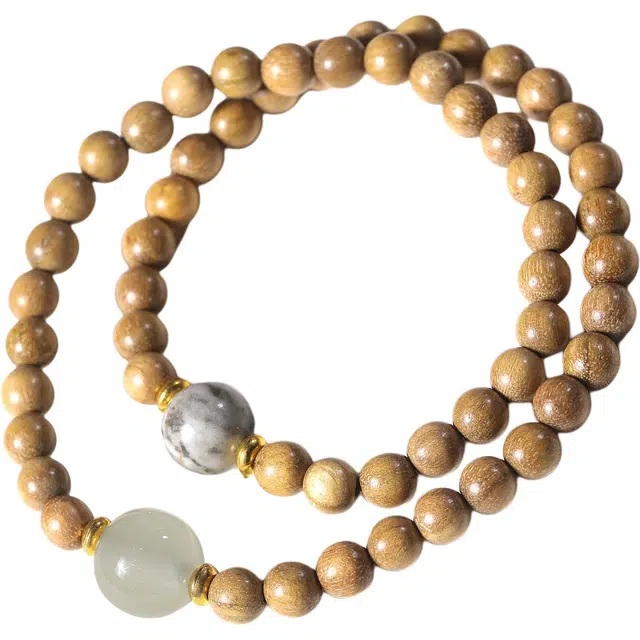 灵晔 国潮国风新中式 平安喜乐 轻奢小众设计 时来运转 檀木 手串 男女同款情侣款