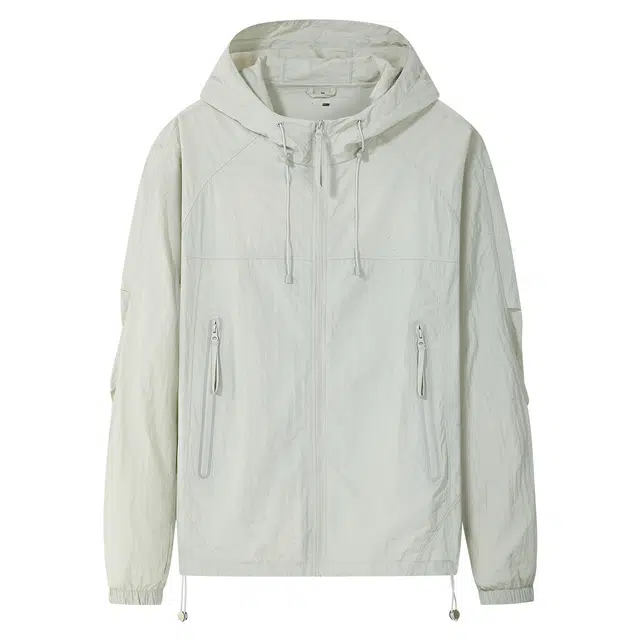 与狼共舞 速干凉感透气户外三防时尚抽绳连帽轻薄长袖防晒服 男款