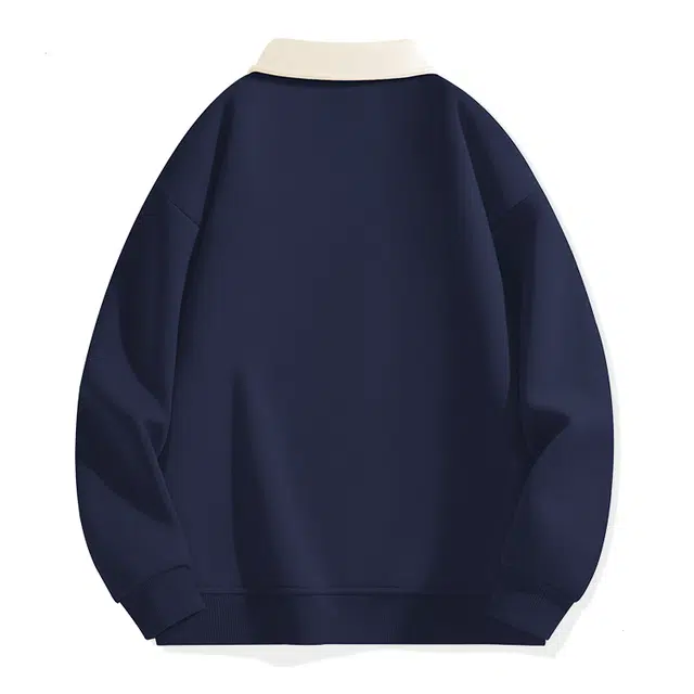 棉致 潮流百搭格纹小狗涂鸦翻领撞色学院风柔软舒适亲肤宽松落肩长袖卫衣 女款